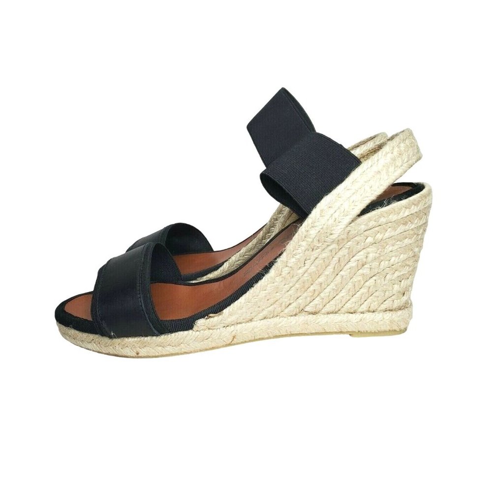 Dalson Espadrilles Open-Toe Women's Size 7.5 Black Handmade Spain Wedge Shoes